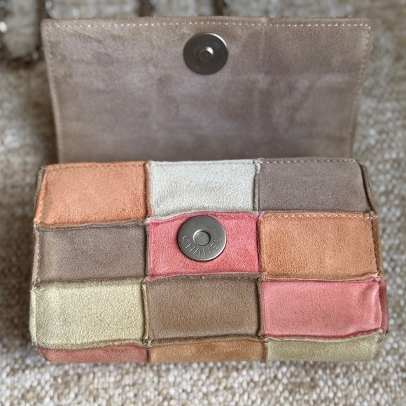 AUTH RARE CHANEL MINI PATCHWORK SUEDE FLAP BAG CC PINK CRYSTAL. VINTAGE 2004-08 - Picture 13 of 17